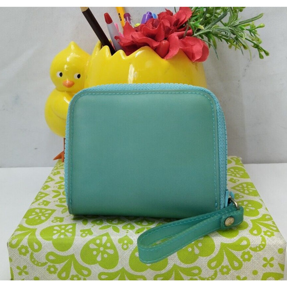 See By Chloe Turquoise Zip Around Credit Cards Bifold Square Wallet - Picture 2 of 12